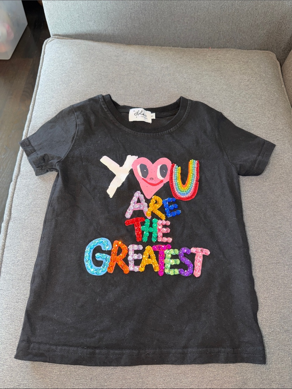 Lola + The Boys Black Short-Sleeve Sequin 'You Are The Greatest' Tee
